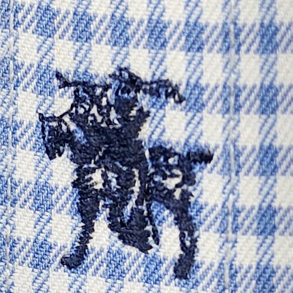 Hart Schaffner Marx Long Sleeve Shirt Men's Button Up White Blue Checkered 17.5 - Picture 6 of 9
